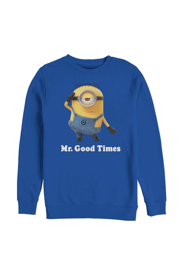Men's Despicable Me Minion Mr. Good Times Sweatshirt Royal Blue 3X Large