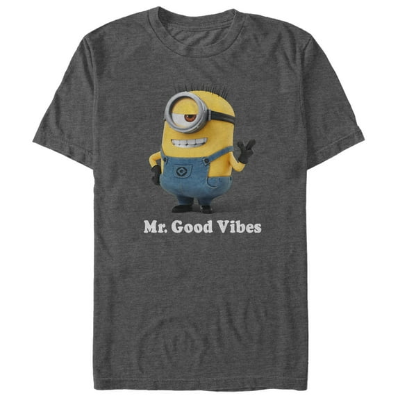 Men's Despicable Me Minion Mr. Good Vibes Graphic Tee Charcoal Heather Large