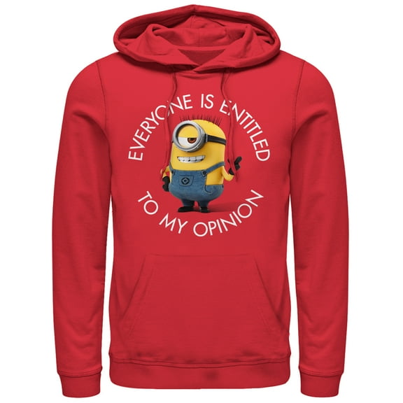 Men's Despicable Me Minion My Opinion  Pull Over Hoodie Red Small