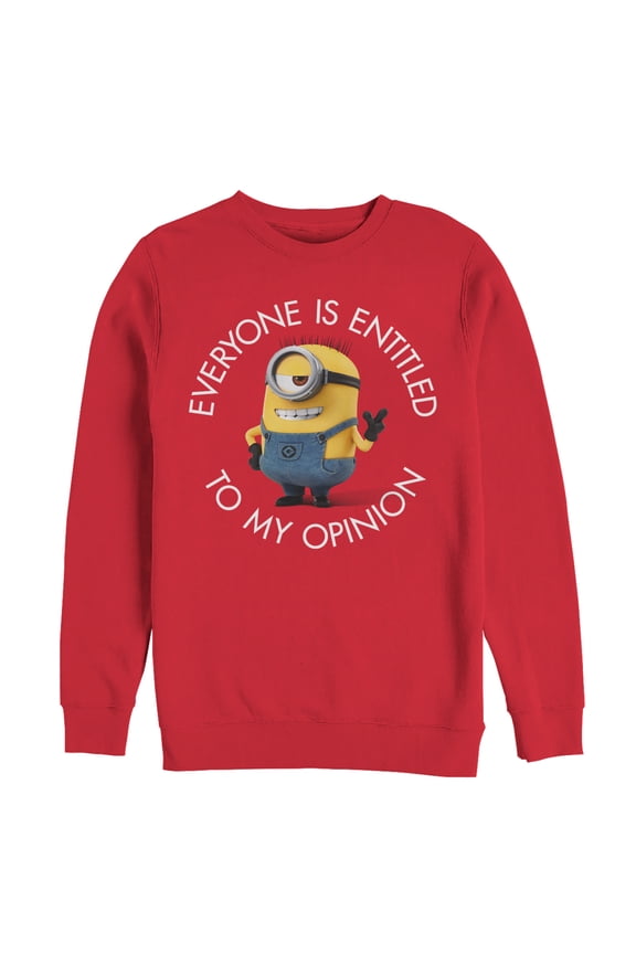 Men's Despicable Me Minion My Opinion Sweatshirt Red X Large
