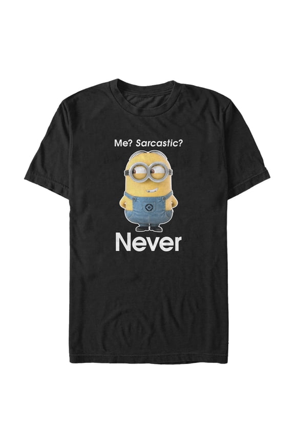 Men's Despicable Me Minion Never Sarcastic Graphic Tee Black X Large
