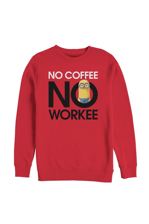 Men's Despicable Me Minion No Coffee Sweatshirt Red 2X Large
