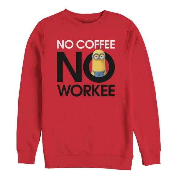 Men's Despicable Me Minion No Coffee Sweatshirt Red Large
