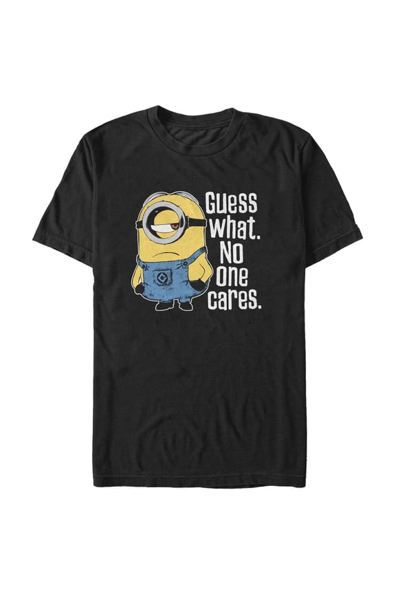 Men's Despicable Me Minion No One Cares Graphic Tee Black Large