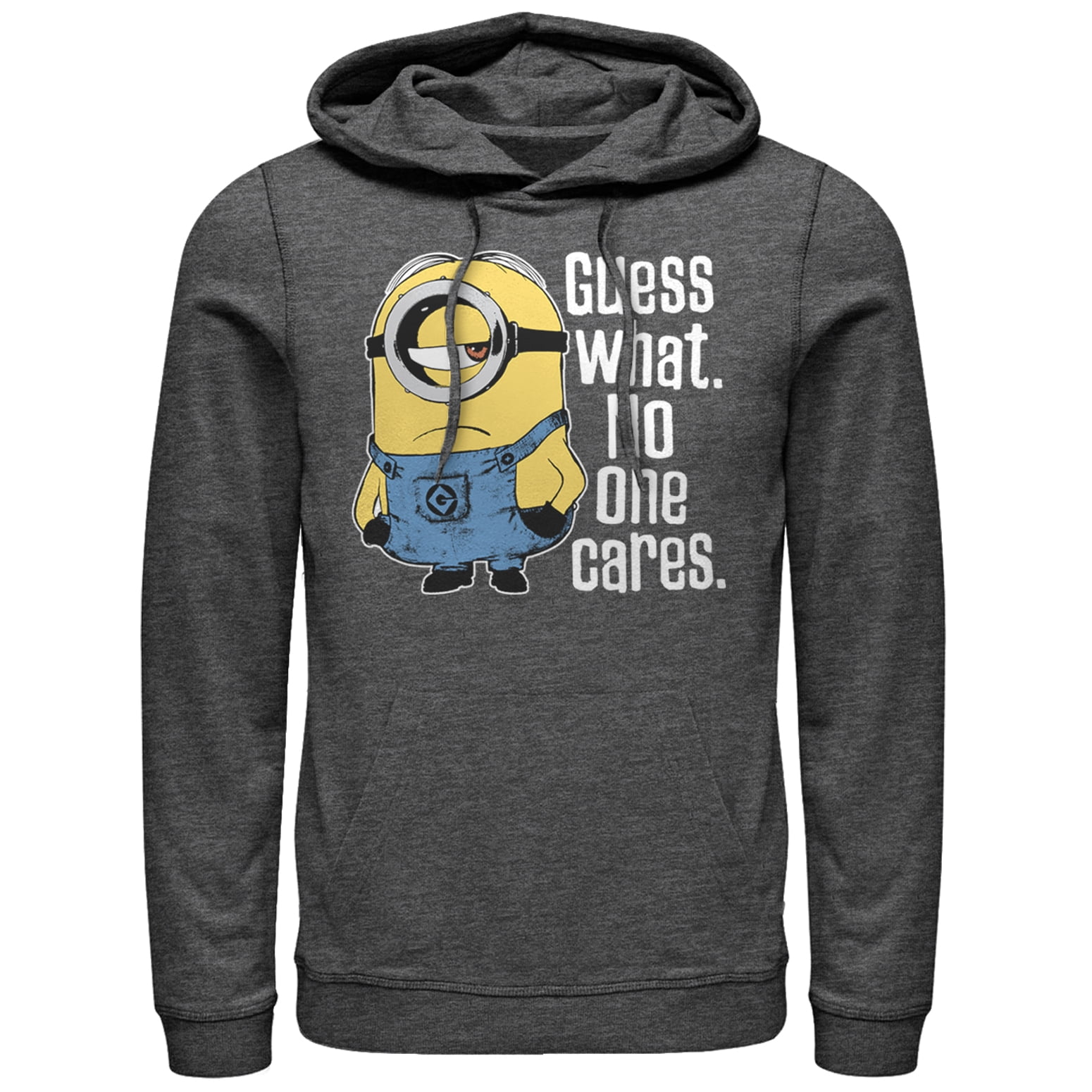 Men's Despicable Me Minion No One Cares Pull Over Hoodie Charcoal Heather X  Large - Walmart.com