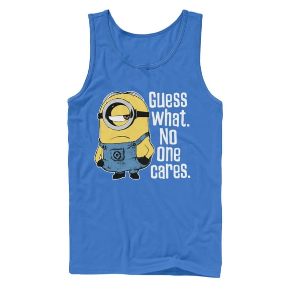 Men's Despicable Me Minion No One Cares  Tank Top Royal Blue Medium