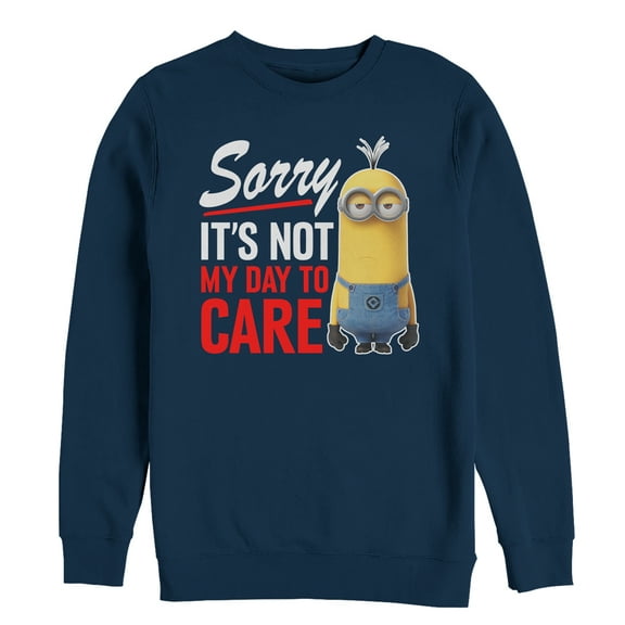 Men's Despicable Me Minion Not Day to Care  Sweatshirt Navy Blue 2X Large