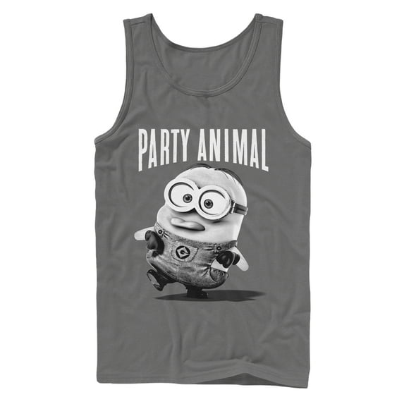 Men's Despicable Me Minion Party Animal Tank Top Charcoal X Large