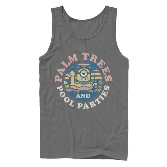 Men's Despicable Me Minion Pool Party  Tank Top Charcoal Medium