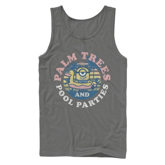 Men's Despicable Me Minion Pool Party Tank Top Charcoal Medium