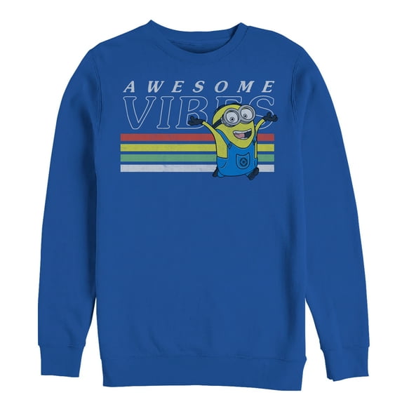 Men's Despicable Me Minion Rainbow Vibes Sweatshirt Royal Blue 2X Large