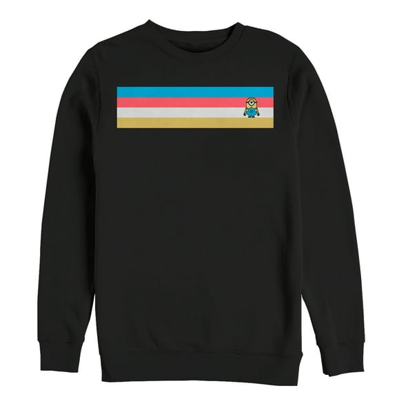 Men's Despicable Me Minion Retro Stripe  Sweatshirt Black 2X Large