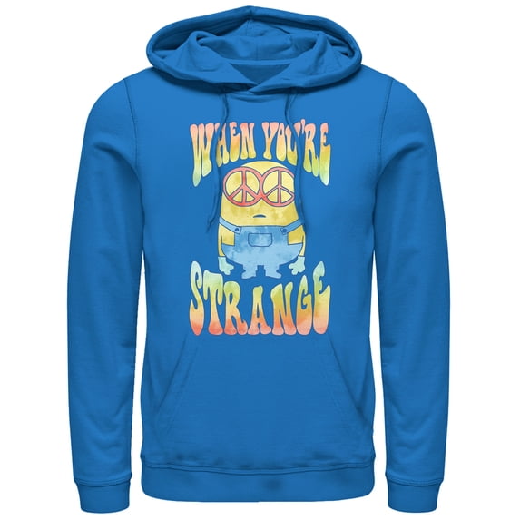 Men's Despicable Me Minion Tie-Dye Strange Pull Over Hoodie Royal Blue Small
