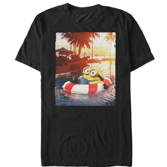 Men's Despicable Me Minion Tropical Vacation Graphic Tee Black 4X Large