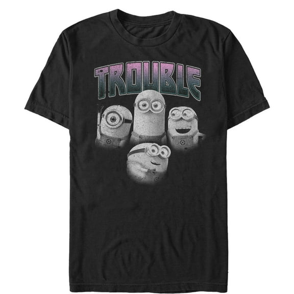 Men's Despicable Me Minion Trouble Friends  Graphic Tee Black 2X Large