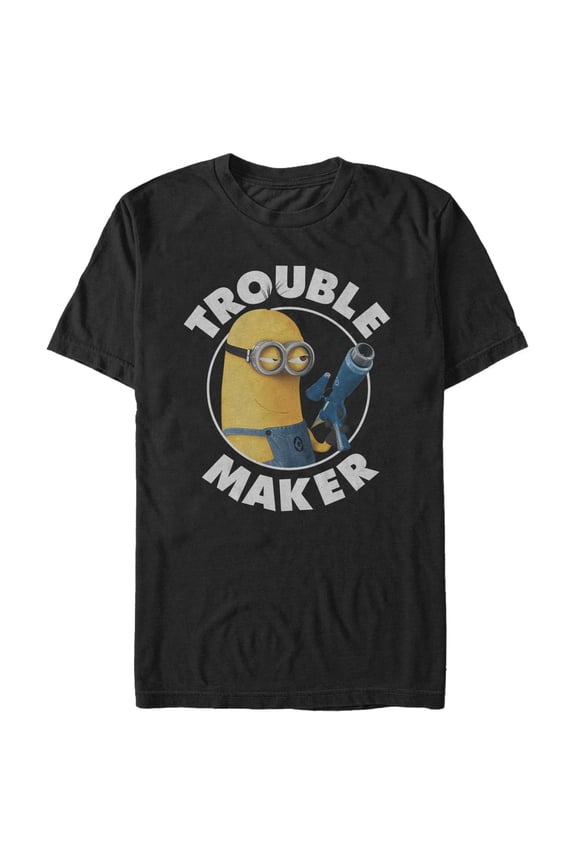 Men's Despicable Me Minion Trouble Maker  Graphic Tee Black Large