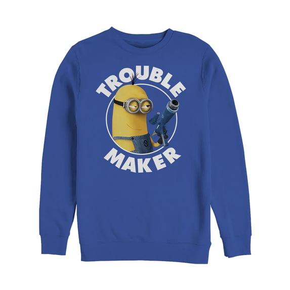 Men's Despicable Me Minion Trouble Maker Sweatshirt Royal Blue 3X Large