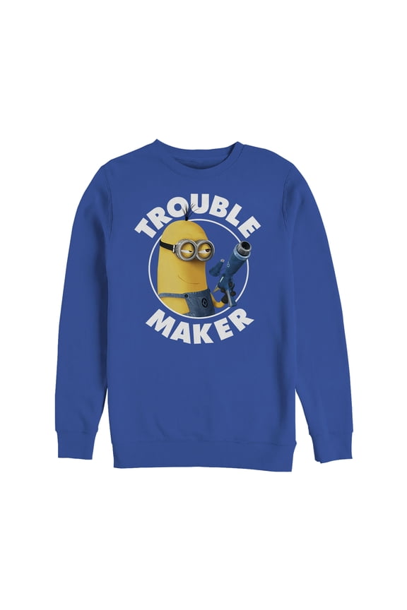 Men's Despicable Me Minion Trouble Maker Sweatshirt Royal Blue 3X Large