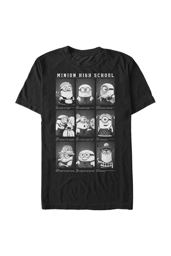 Men's Despicable Me Minion Yearbook Graphic Tee Black Large