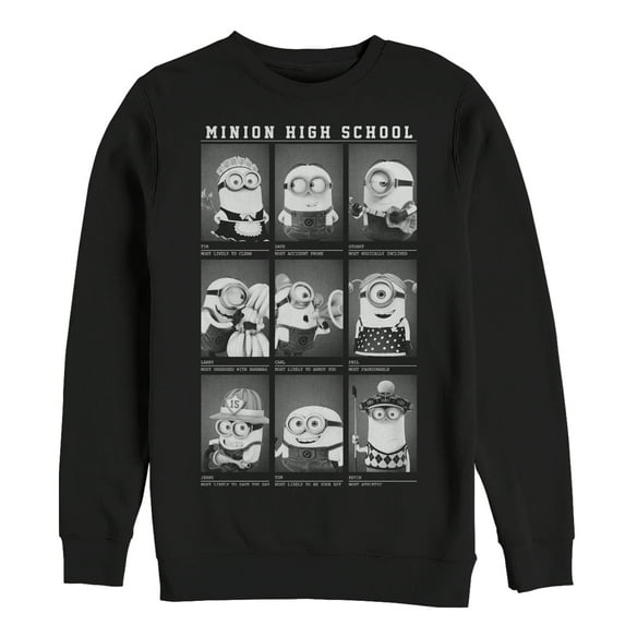 Men's Despicable Me Minion Yearbook Sweatshirt Black 2X Large