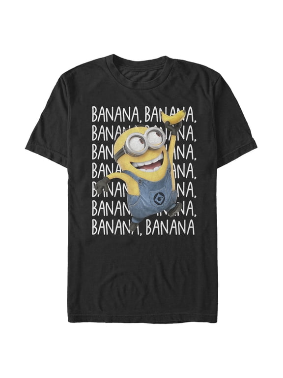 Men's Despicable Me Minions Banana Repeat Graphic Tee Black Medium