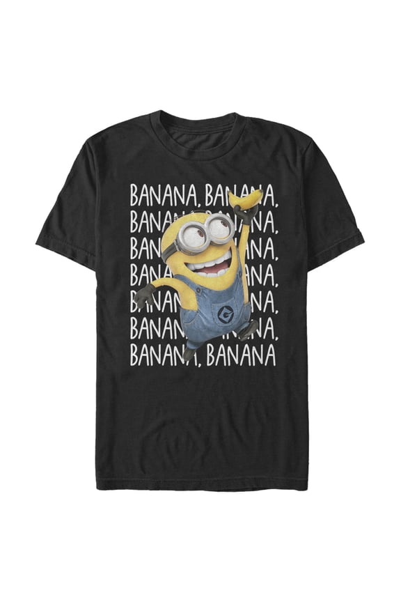 Men's Despicable Me Minions Banana Repeat Graphic Tee Black Small