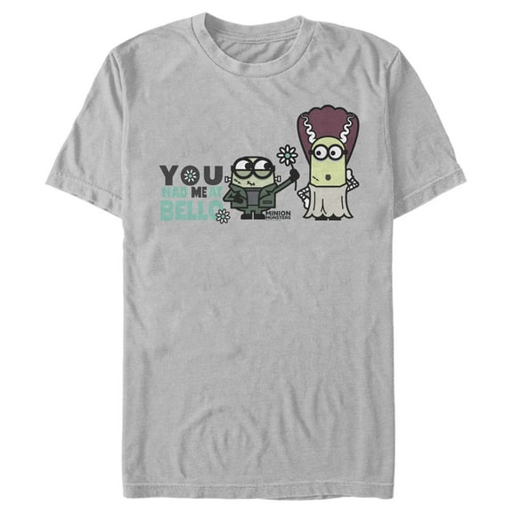 Men's Despicable Me Minions Bride Of Frankenstein Hello  Graphic Tee Silver Large