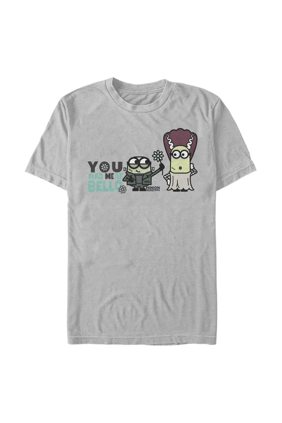 Men's Despicable Me Minions Bride Of Frankenstein Hello  Graphic Tee Silver Medium