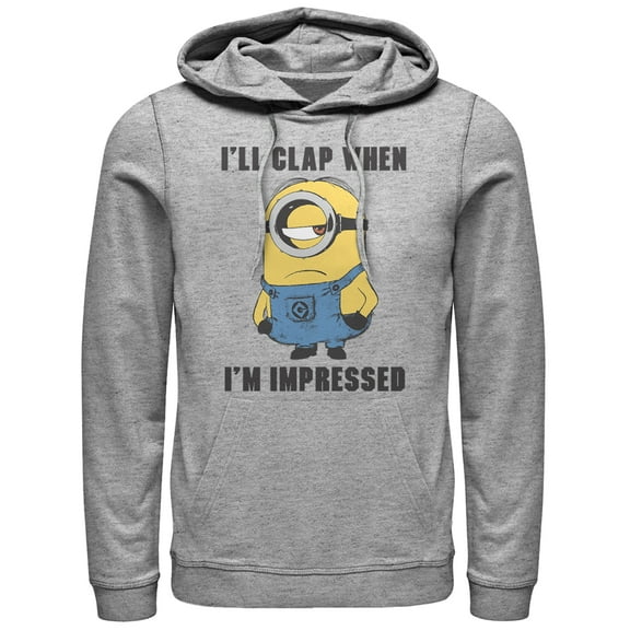 Men's Despicable Me Minions Clap When Impressed  Pull Over Hoodie Athletic Heather 2X Large