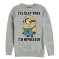 thumbnail image 1 of Men's Despicable Me Minions Clap When Impressed Sweatshirt Athletic Heather Small, 1 of 3