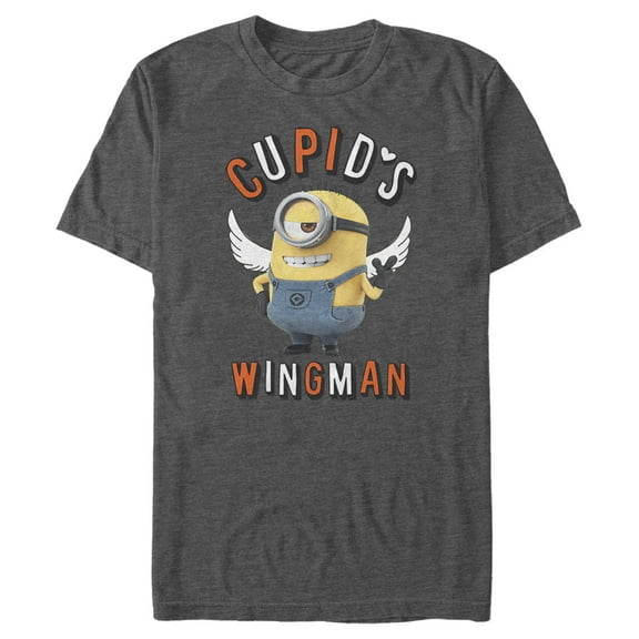 Men's Despicable Me Minions Cupid's Wingman Valentine's  Graphic Tee Charcoal Heather 3X Large