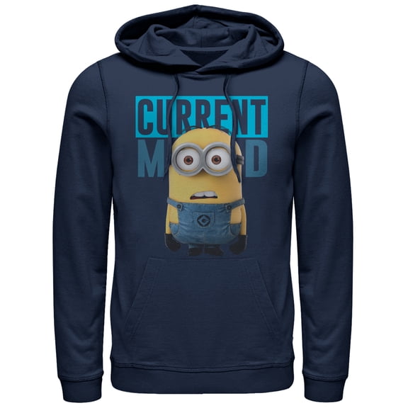 Men's Despicable Me Minions Current Mood Pull Over Hoodie Navy Blue Small