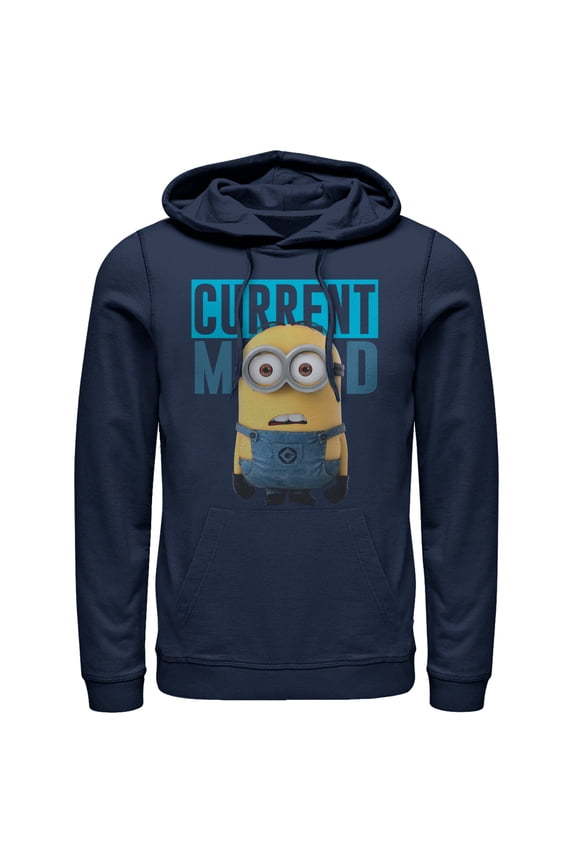 Men's Despicable Me Minions Current Mood Pull Over Hoodie Navy Blue Small