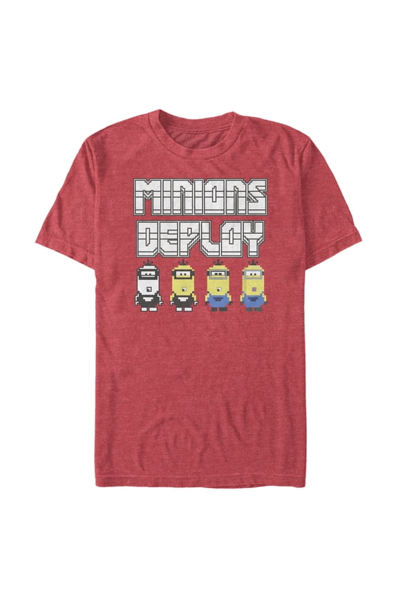 Men's Despicable Me Minions Deploy 8-Bit Graphic Tee Red Heather X Large