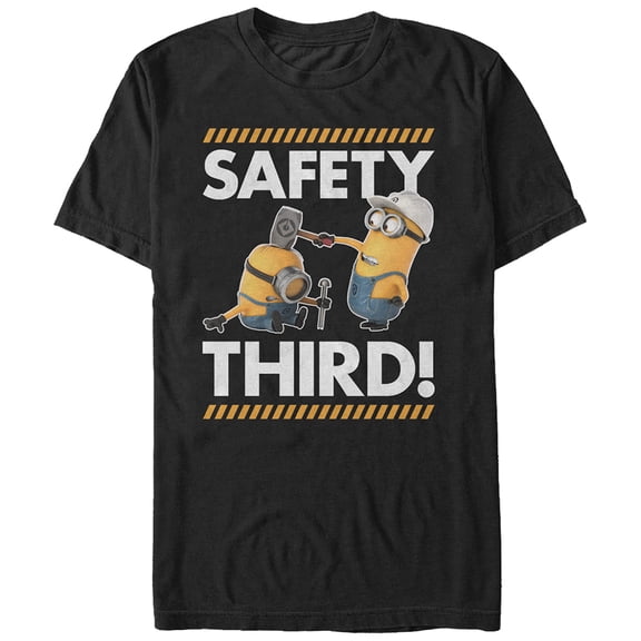 Men's Despicable Me Minions Safety Third Graphic Tee Black 3X Large