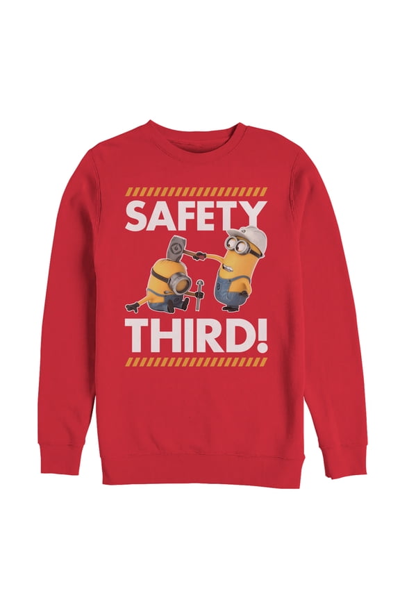 Men's Despicable Me Minions Safety Third Sweatshirt Red 2X Large
