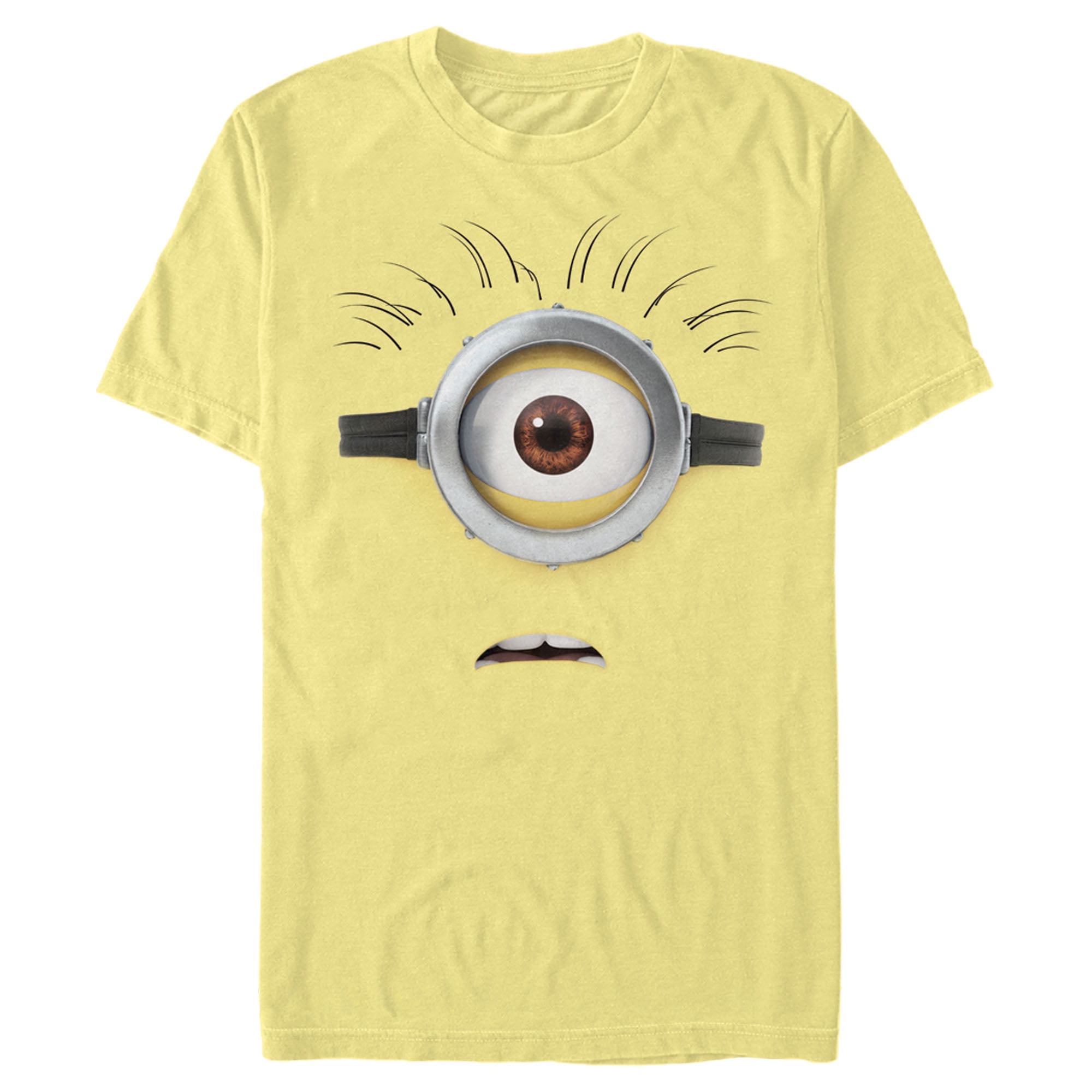 Men's Despicable Me Minions Shocked Face Minion Carl Big Face  Graphic Tee Banana Large