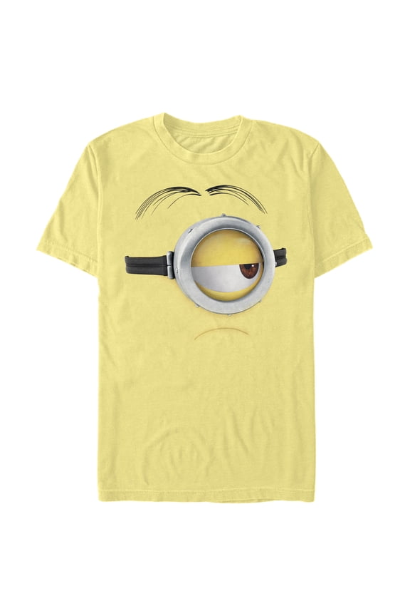 Men's Despicable Me Minions Stuart Frown Big Face Graphic Tee Banana Medium