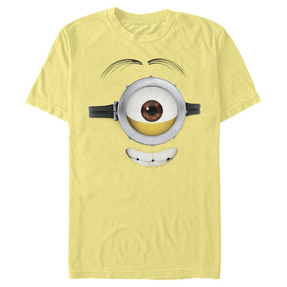 Men's Despicable Me Minions Stuart Toothy Smile Big Face  Graphic Tee Banana Small