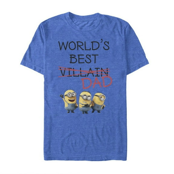 Men's Despicable Me Minions World's Best Villain Dad  Graphic Tee Royal Blue Heather Large
