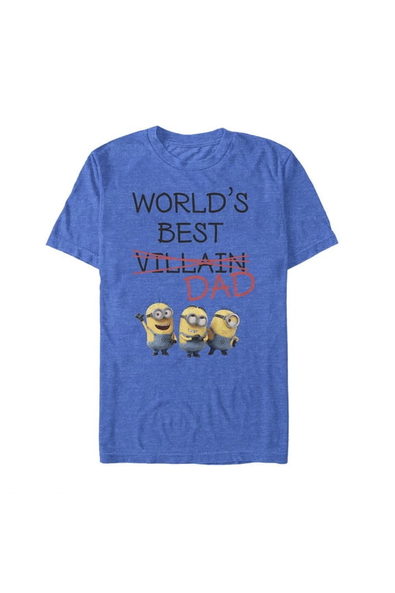 Men's Despicable Me Minions World's Best Villain Dad Graphic Tee Royal Blue Heather Large
