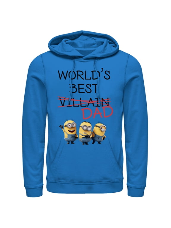 Men's Despicable Me Minions World's Best Villain Dad Pull Over Hoodie Royal Blue Small