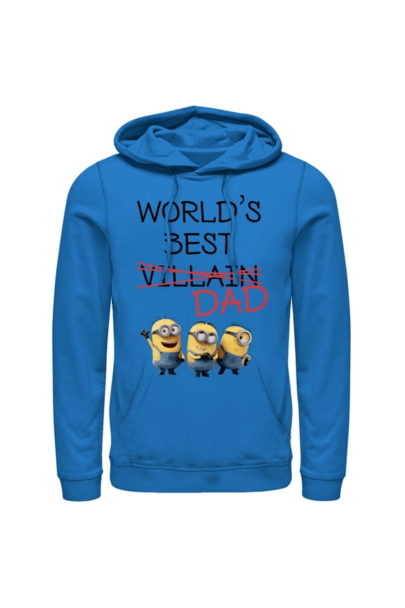 Men's Despicable Me Minions World's Best Villain Dad Pull Over Hoodie Royal Blue Small