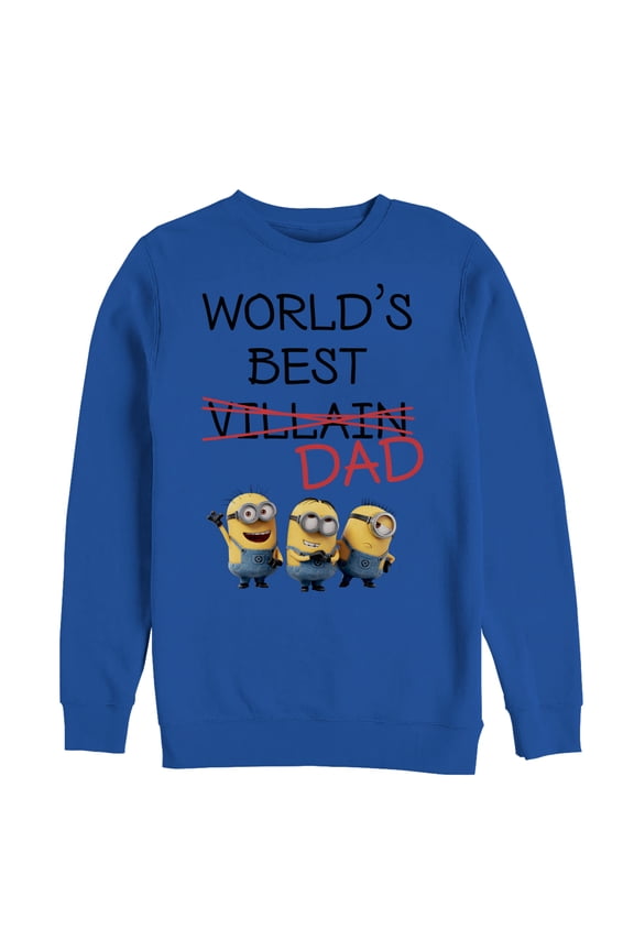 Men's Despicable Me Minions World's Best Villain Dad Sweatshirt Royal Blue 3X Large