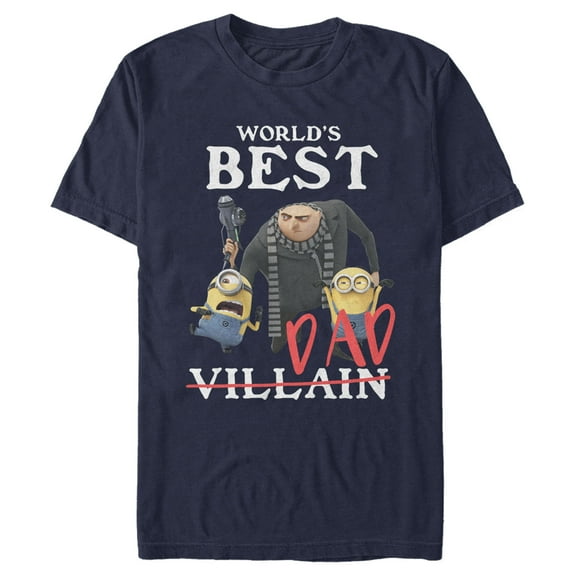 Men's Despicable Me Minions Worlds Best Dad  Graphic Tee Navy Blue Medium