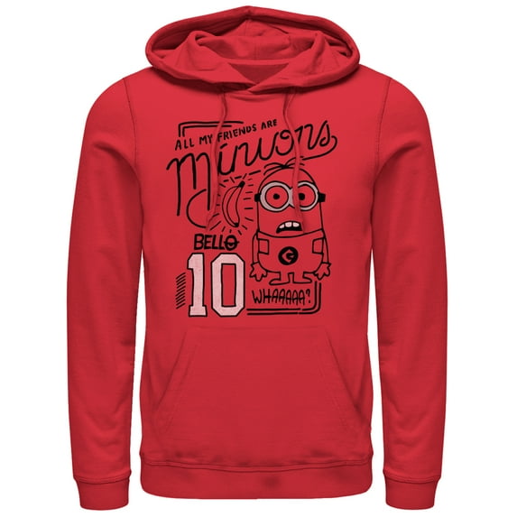 Men's Despicable Me My Friends Are Minions Pull Over Hoodie Red Small