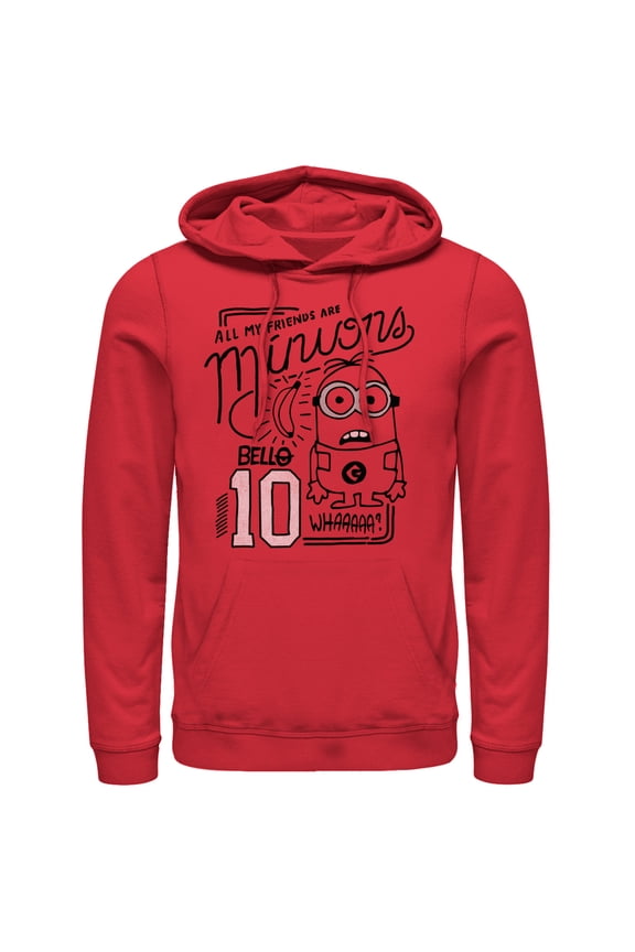 Men's Despicable Me My Friends Are Minions Pull Over Hoodie Red Small