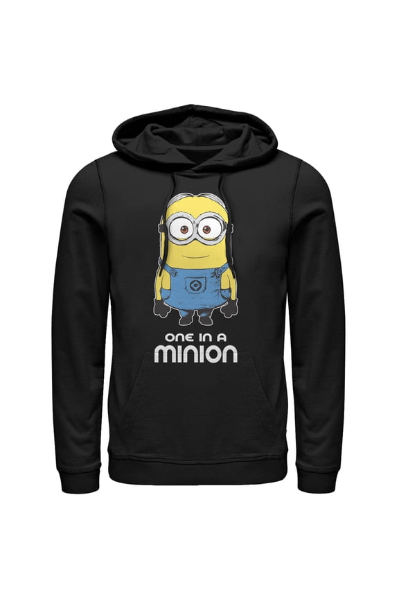 Men's Despicable Me One in Minion Pull Over Hoodie Black X Large