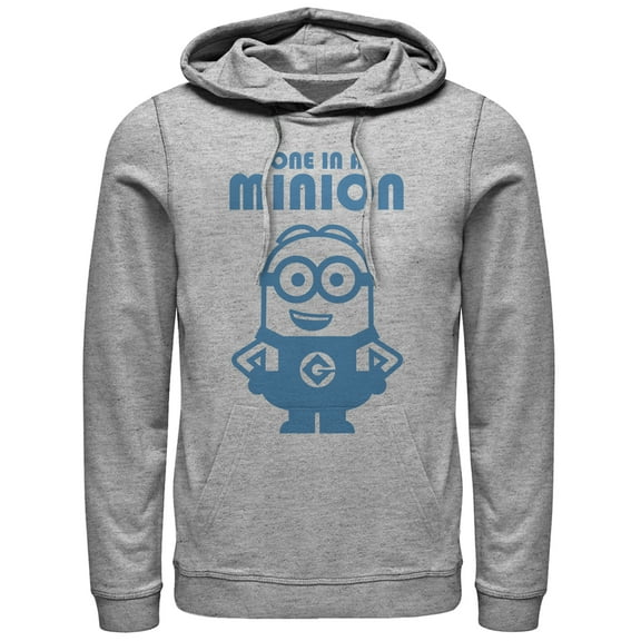 Men's Despicable Me One in Minion Smile  Pull Over Hoodie Athletic Heather Large