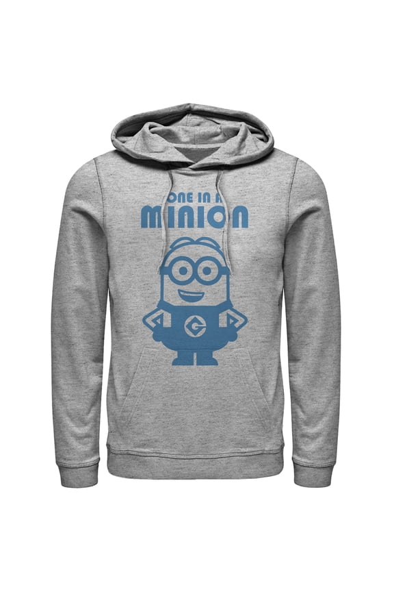 Men's Despicable Me One in Minion Smile Pull Over Hoodie Athletic Heather Large